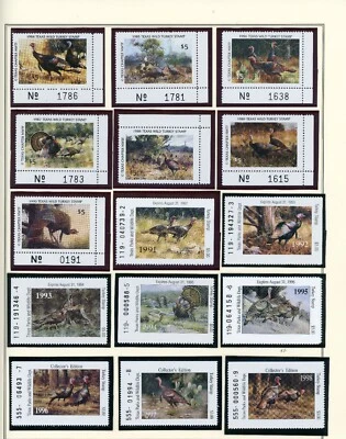 TEXAS TURKEY STAMPS 1984-2004, UPLAND GAME BIRD 2005-2013 SET OF 30 - Image 1 of 2