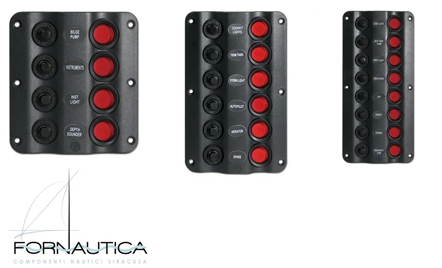 PANNELLO ELETTRICO SERIE «Wave» A 4-6-8 INTERRUTTORI | ACCESSORI BARCA NAUTICA - Immagine 1 di 1