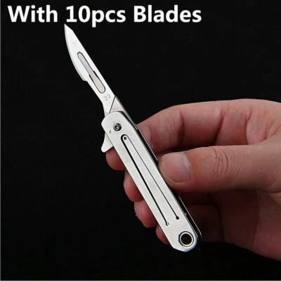 BUXAN EDC Folding Knife Scalpel Blade Utility Knife Paper Cutter Tool Outdoor Keychain