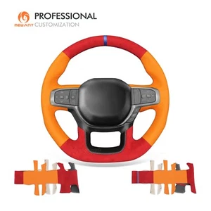 MEWANT Red Alcantara Orange Faux Leather Steering Wheel Cover for Dodge Ram TRX - Imagen 1 de 10