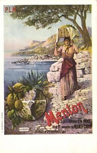 PC RAILWAY TRAVEL POSTER CHEMIN DE FER DE P.L.M. MENTON (a50972) - Bild 1 von 2