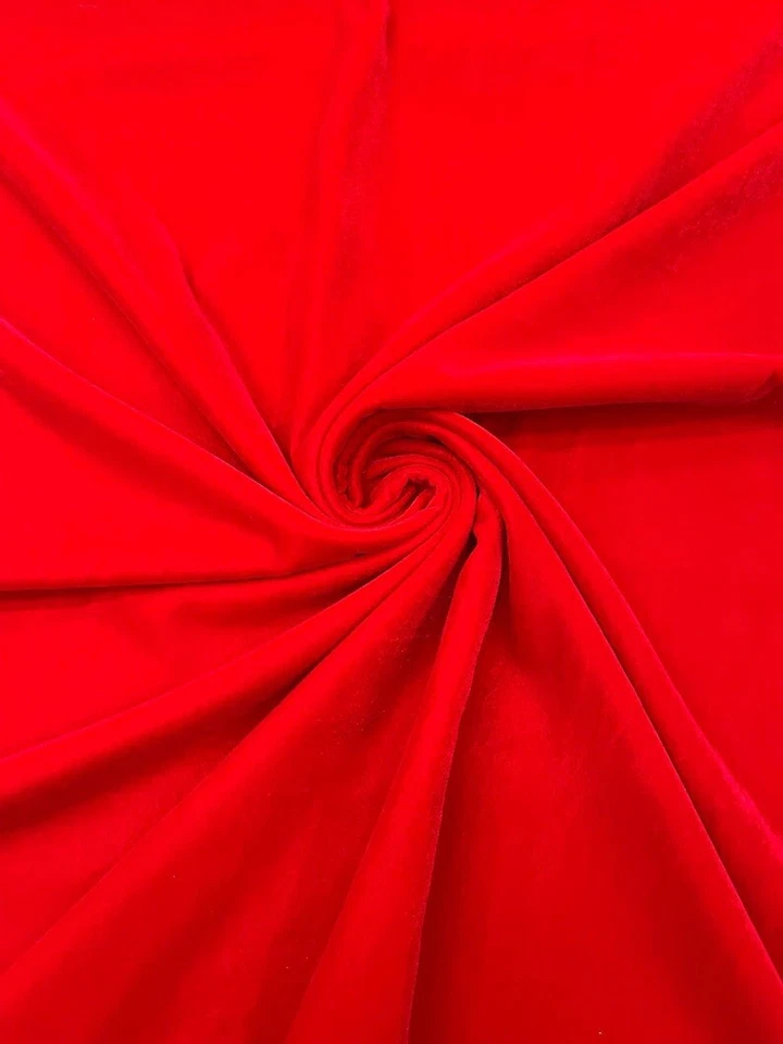 Red micro silky soft velvet none stretch fabric 54 Wide Sold By The Yard - Image 1 of 1