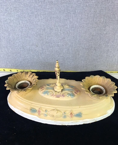 vintage 12" flush mount art deco 2 bulb tin light fixture(BEE3176) Cover