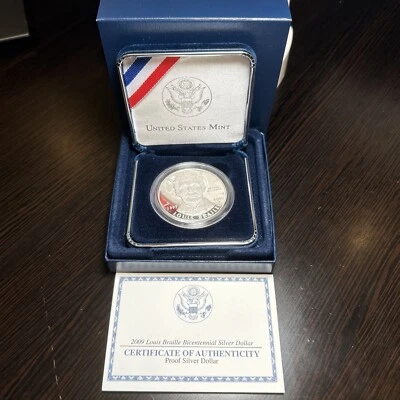 US Mint 2009 Louis Braille Bicentennial Silver Proof Dollar - Image 1 of 3