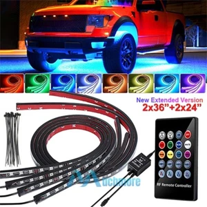 4 PCS Neon Tube Underglow LED RGB Under Car Strip Light Kit Underbody System Kit - Picture 1 of 80