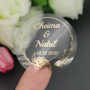 50 x Personalised GOLD 40MM WEDDING ROUND LOGO LABEL STICKERS - Picture 1 of 8