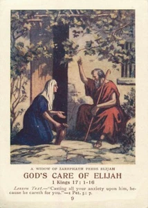 Christian Picture Lessons Card God's Care of Elijah 1915 - Picture 1 of 2