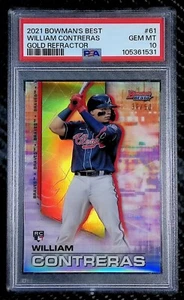 William Contreras - 2021 Bowman's Best #61 Gold Refractor #36/50 - RC - PSA 10 - Picture 1 of 3