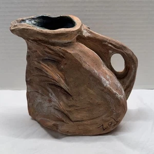 Antica brocca in gres Art Nouveau - fatta a mano con finitura patina ornata - Foto 1 di 7