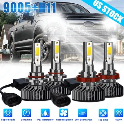 Faro LED alto/bajo Fit Honda Civic 2016 2017 2018 2019 2020 4x bombillas brillantes Foto 1 de 4