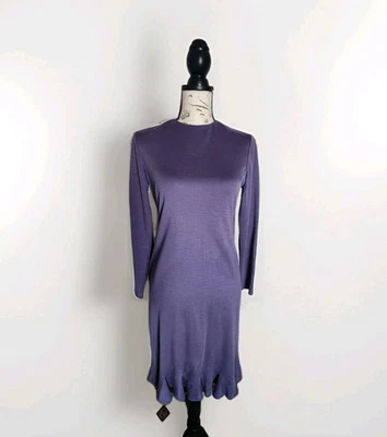 Vestido tejido vintage Worth Petite 100 % lana manga larga lavanda púrpura para mujer 4 Foto 1 de 4