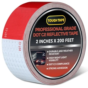 DOT C2 Reflective Tape 2IN x 200 FT - Outdoor x 200 FT, Red & White - Picture 1 of 9