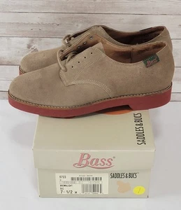 G H Bass & Co Saddle & Bucs Suede Shoes Oxford Men's Sz 7.5 M Ladies sz 9 Brown  - Picture 1 of 19