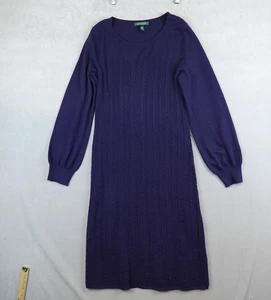 Lauren Ralph Lauren Kleid Merinowolle Pullover Damen Größe L dunkelblau L/S - Bild 1 von 7