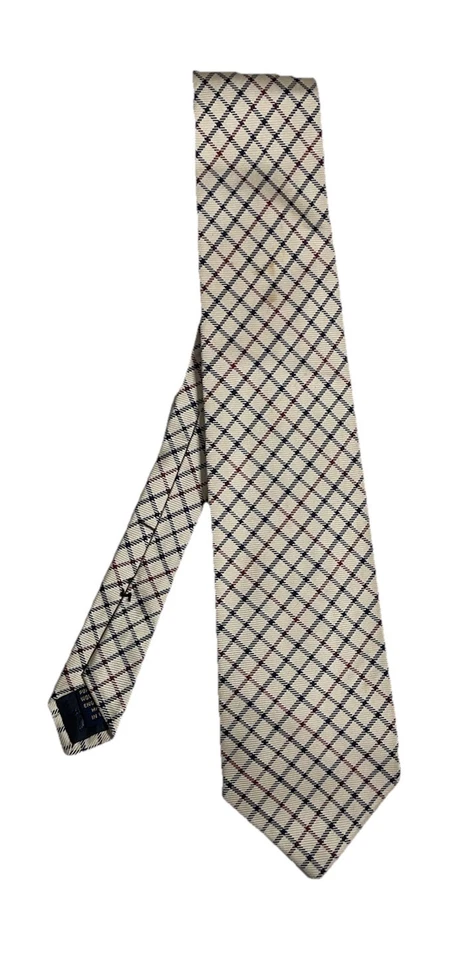 Corbata para hombre Brooks Brothers pura seda beige con patrón geométrico M. en EE. UU. GC Foto 1 de 3