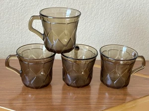 Smoked Glass Coffee Mug Tea Cup Nova Crisa Mexico Set Of 4 - Picture 1 of 9