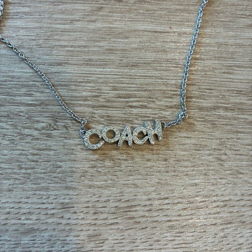 Collana Coach Argento Sterling 925 Firma Logo Cristallo Spellout