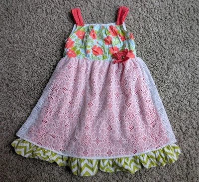 Counting Daisies Dress Size 6 Girls Crochet Floral Orange - Image 1 of 4
