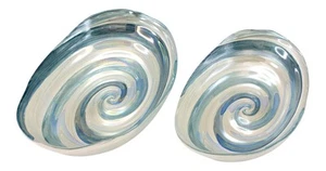 Juego de 2 platos para servir Shades of Ocean Blue verde y blanco Wave Swirl - Imagen 1 de 1