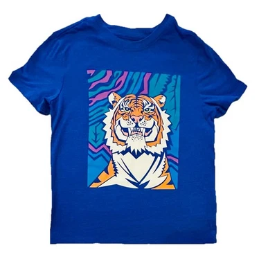 Boys Cat & Jack Short Sleeve Jungle Tiger Graphic T-Shirt - Blue Size M (8) Zoo - Image 1 of 3