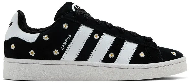 Size 6.5 - Adidas Campus 00s Black White Floral Embroidery W