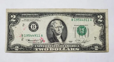 1976 $2 Two Dollar Bill Federal Reserve Note With Misalignment Printing Error - Image 1 of 4
