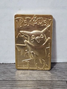 23K Gold Plated 1999 Burger King Pokemon PIKACHU Trading Card Bar - Picture 1 of 2