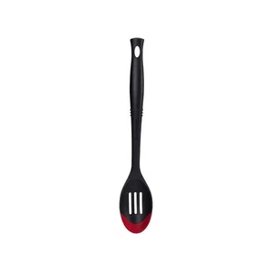 Le Creuset Revolution Bi-Material Slotted Spoon Cerise Red Black Utensil NEW - Picture 1 of 2