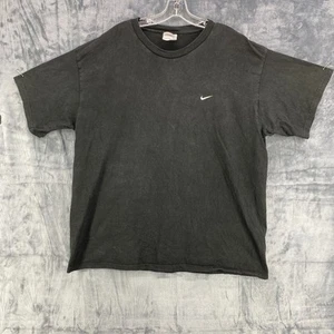 Camicia Nike vintage uomo XL nera essenziale ricamata petto swoosh anni 90 etichetta bianca - Foto 1 di 10