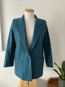 SPORTSCRAFT teal green single button fully lined pure new wool coat jacket, 14 - Picture 1 of 18