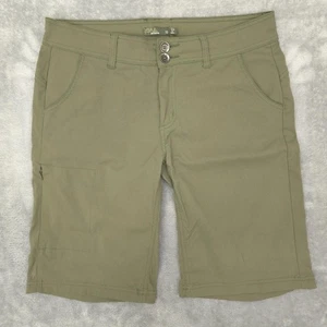 prAna Shorts Womens 10 Olive Green Stretch Nylon Quick Dry Hiking Zip Pocket - Picture 1 of 17