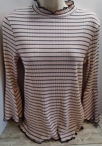 Michael Stars ~ Women Cotton Ruffle Neck ~ 3/4 Sleeve Pullover Sweater ~ OS~ New - Picture 1 of 14