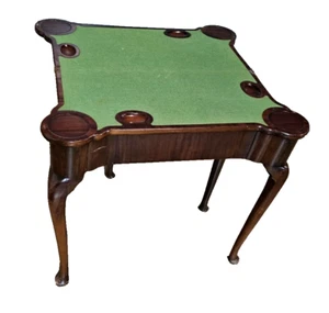 Antique 18th Century Queen Anne Mahogany  Game Table Flip Top Felt Top - Picture 1 of 11