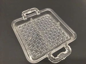 Heavy Clear Glass Divided Divided Dish Tray 3 part Vtg Condiment Candy  Relish - Picture 1 of 6