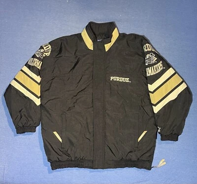 Vintage Starter Purdue Boilermakers NCAA Jacket Size 2XL Full Zip 90s - Image 1 of 4