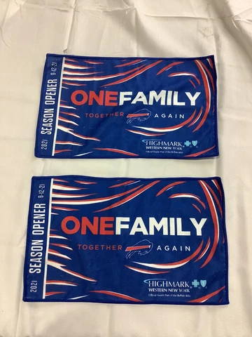 Qty 2 Buffalo Bills 2021 Season Opener One Family Together Again 9-12-21 Towel Cover