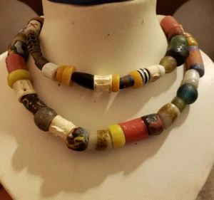 Ancient Roman Phoenician Mosaic Glass Bead Necklace Museum Artifact - Picture 1 of 9