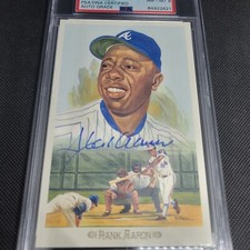 Perez Steele Celebration Hank Aaron Autographed Post Card Psa 8