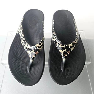 OOFOS Oolala Women's 6 Black Leopard Comfort Limited Sandals - Picture 1 of 7