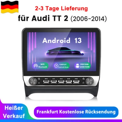 Carplay Autoradio Für AUDI TT 2006-2014 Android 14 GPS Navi WIFI BT FM USB 4+64G - Bild 1 von 4