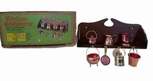 Vintage Dollhouse Copper Miniature Pots, Pans, Coffee Pot, Bucket, Kettle, Cup - Picture 1 of 4