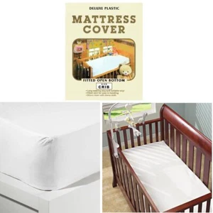 1 Crib Size Mattress Cover Fitted Light Vinyl Toddler Bed Dust Protector White - Picture 1 of 1