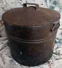 Old Vtg Antique Copper Wash Tub Kettle Round Metal Lid Top Handle Bucket Cooler