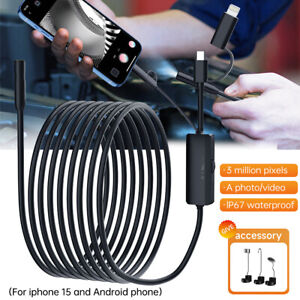 2 In 1 For iPhone Android Endoscope Camera Waterproof Inspection Borescope 1440P