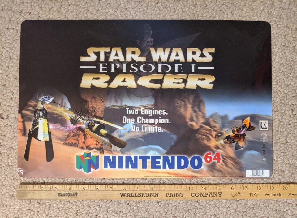 Nintendo Star Wars Episodio 1 Racer N64 1998 pantalla plexi auténtica alfombrilla de contador  Foto 1 de 1