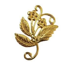 10 Floral Scroll Gold Tone Metal Filigree Flower Charms Craft Jewelry Stampings - Picture 1 of 4