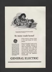 GE General Electric 1925 So Many Roads Home Moves The Trolly impresión vintage AdN25 - Imagen 1 de 1