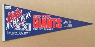 BANDERÍN DE CAMPEONES NFC SUPER BOWL XXI 1987 DE COLECCIÓN DE LOS NEW YORK GIANTS Foto 1 de 4