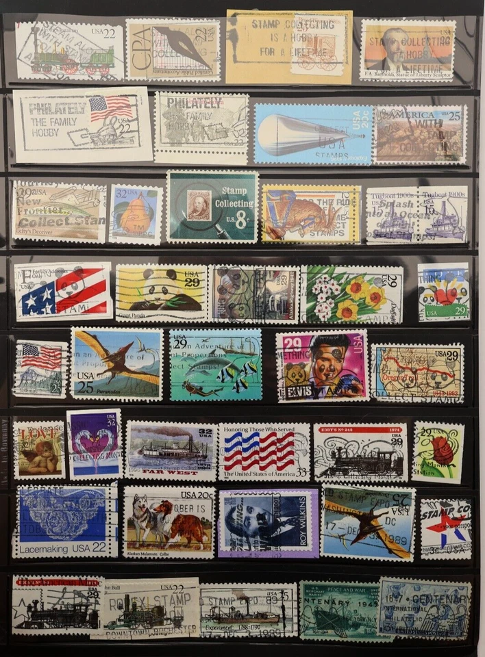 Page Lot US PSA Slogan, Stamp Collecting, Cancel, All Diff. SOTN SON - Image 1 of 4