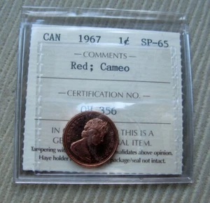 1967 Canada One Cent - ICCS SP-65 Red Cameo - Picture 1 of 3